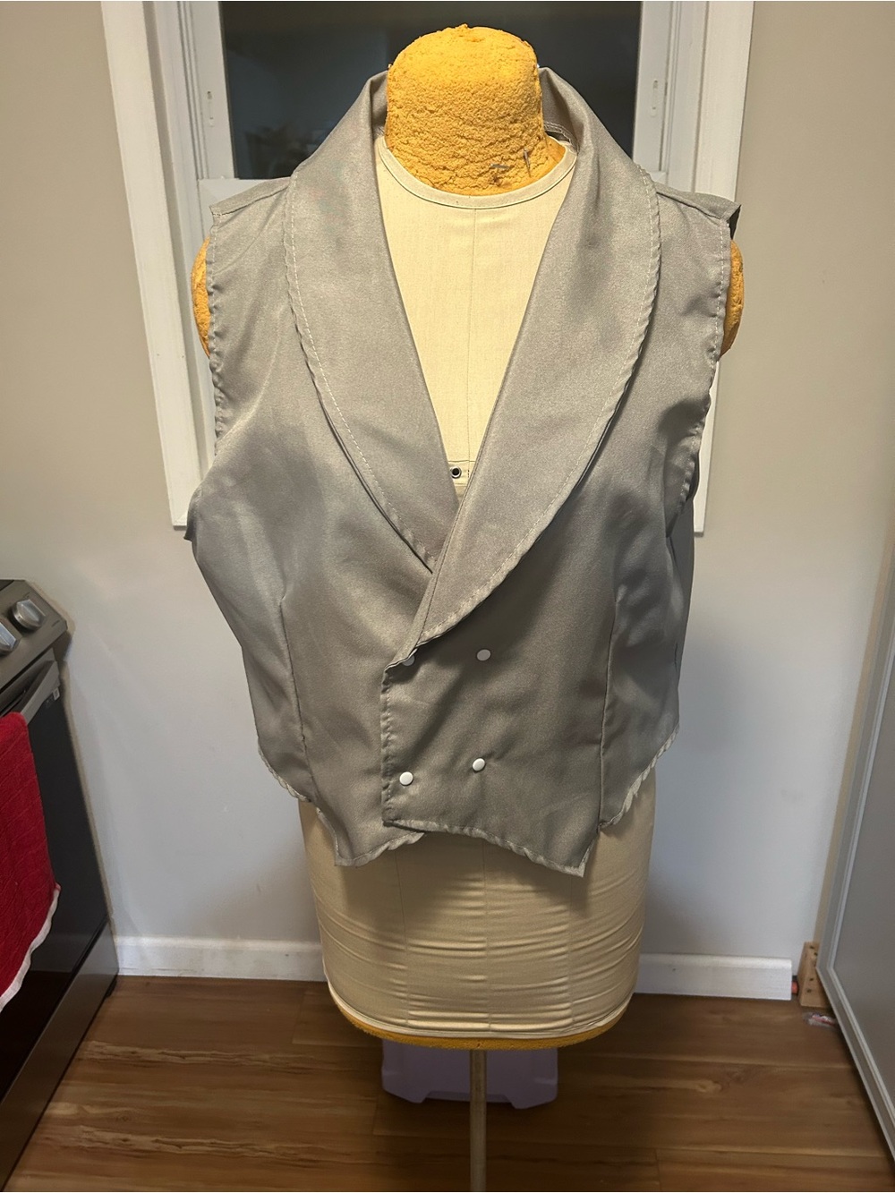 Edwardian Costume Vest Light Grey Shawl-Collar Men's Vest Doubled Breast Size XL